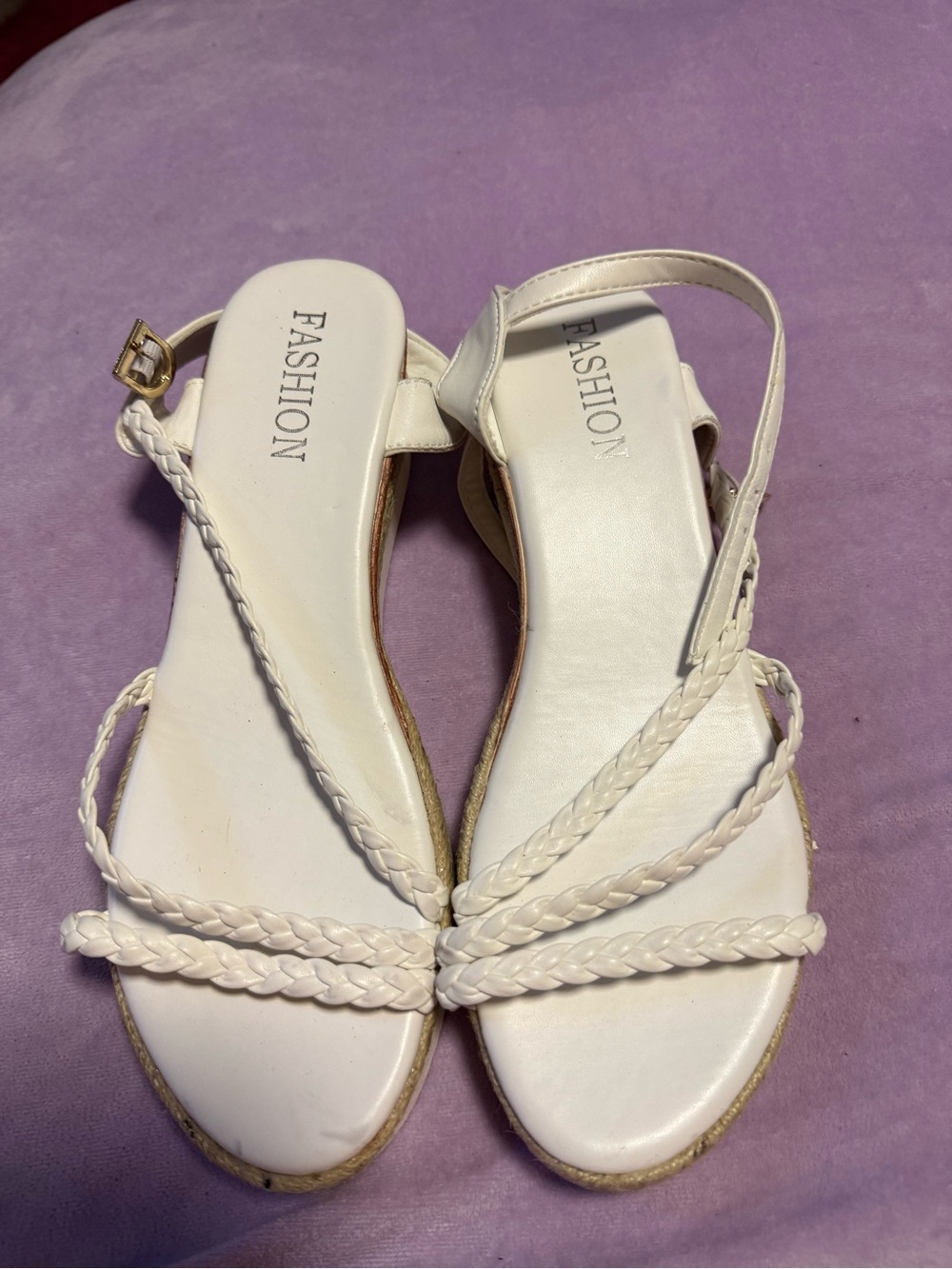 White Braided Slingback Sandals for Women by FASHION
